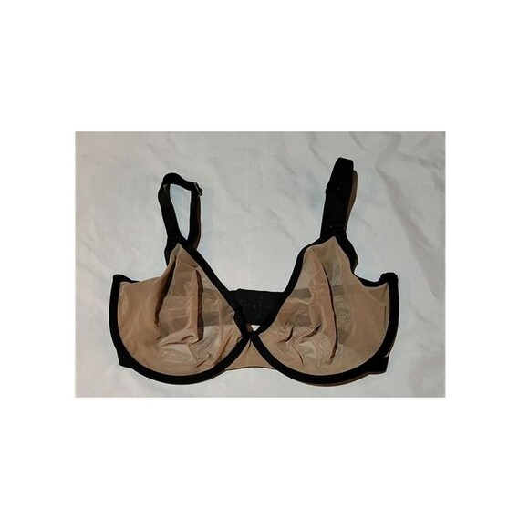 CUUP The Plunge Mesh Bra 34H Tan & Black Trim Two Tone Sheer Unlined Underwire - Picture 2 of 8